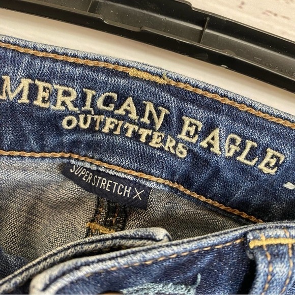 American eagle super stretch ripped size 2 reg distressed casual skinny jeggings - Picture 5 of 9